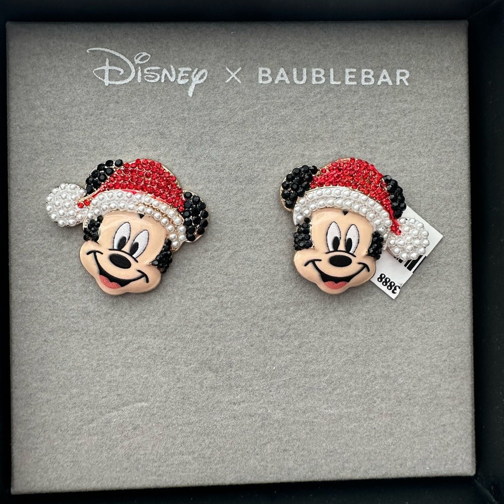 Disney x BaubleBar Mickey Santa Earrings Christmas